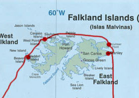 Detail map of the Falkland Islands
